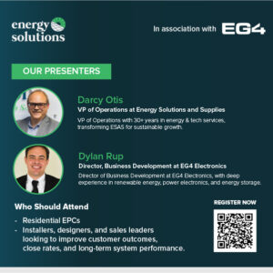 Residential Rate Optimization Webinar, Energy Solutions and Supplies , EG4 Electronics
